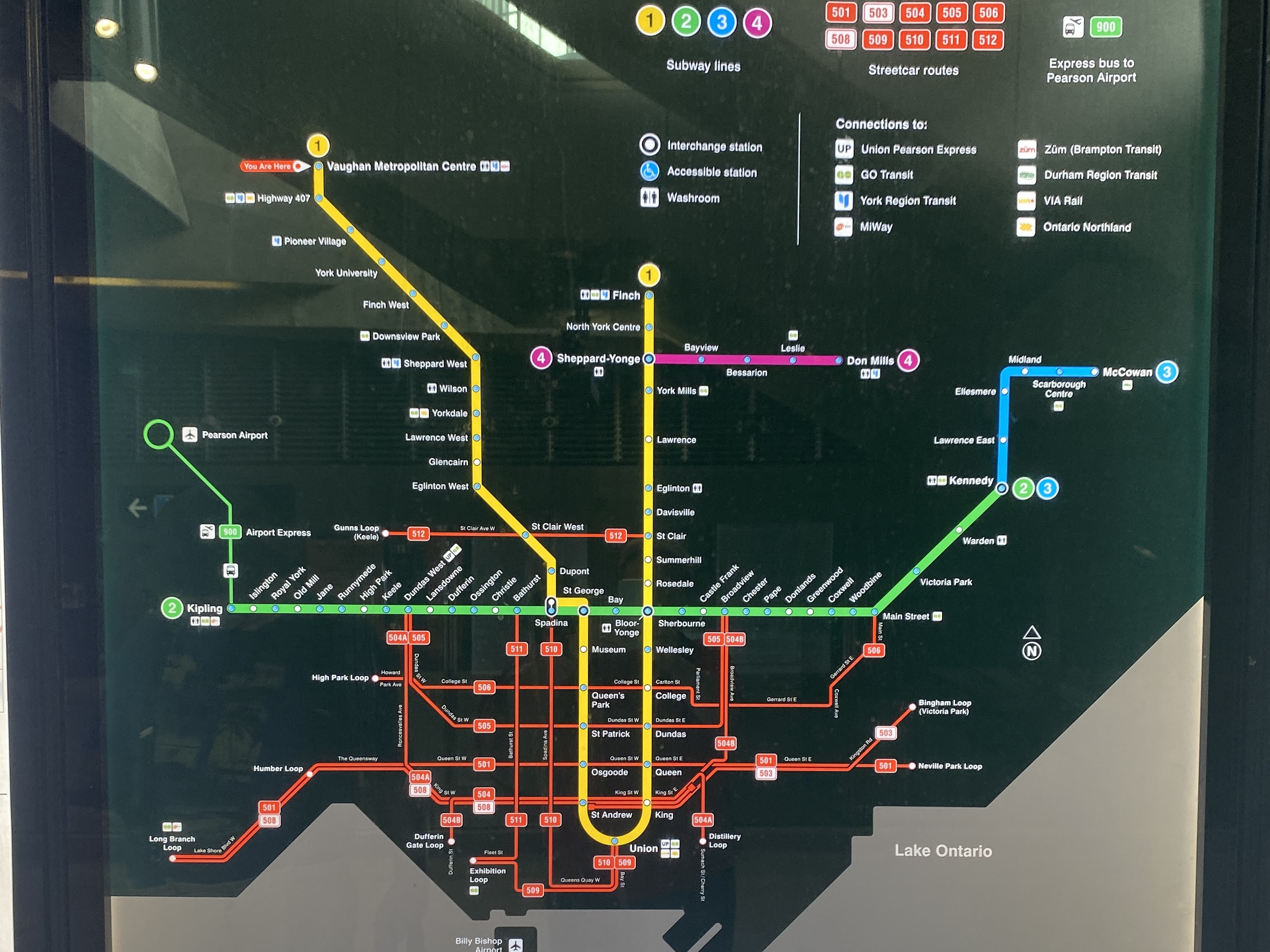 The map shows Greater Toronto area transit options.