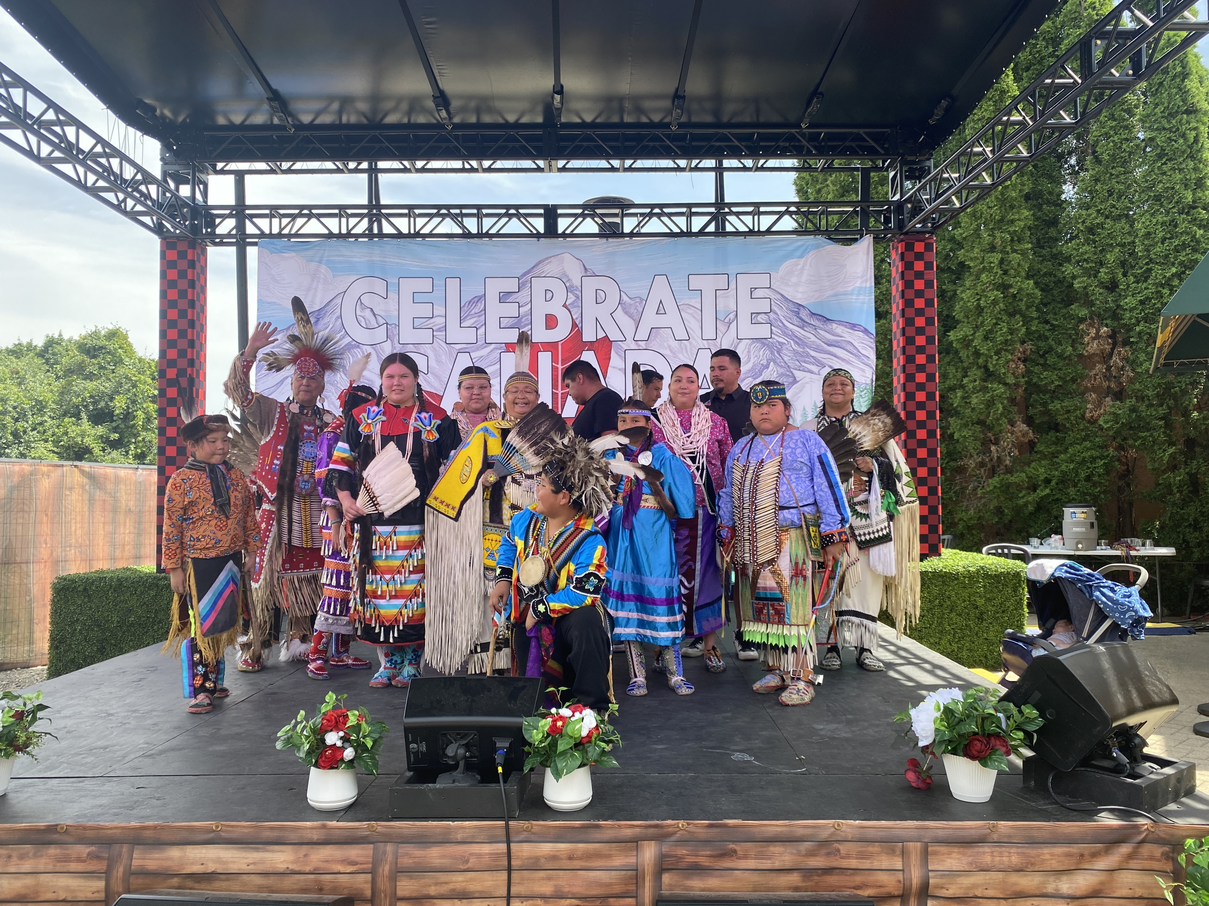 This is a First Nations singing and drumming group performing
      on July 2, 2024.