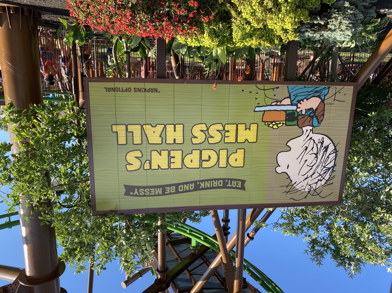 This is the big sign for Pigpen's Mess Hall in Camp Snoopy.